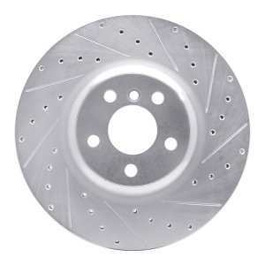BMW 330e xDrive Brake Rotor (1) - Rear Right - R1 Concepts - Drilled & Slotted - Silver - `16-`25